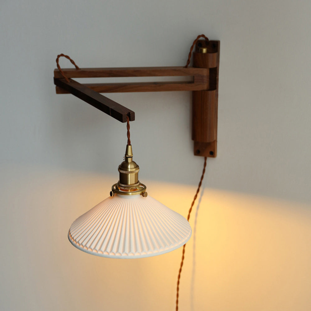 Muto Design LED Applique da Parete Ceramica/Legno/Chiaro Cupola Vintage Soggiorno/Camera da Letto