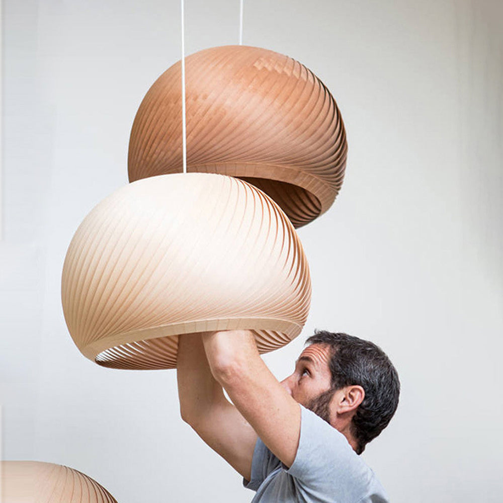 Muto Moderno LED Lampade a Sospensione Semicerchio Metallo Legno Nativo Soggiorno/Camera da Letto
