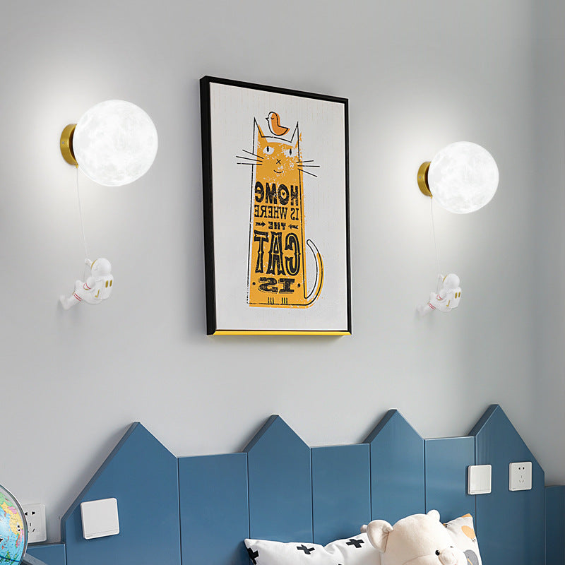 Aria Moderno Luna LED Applique Bianco Resina Camera dei Bambini
