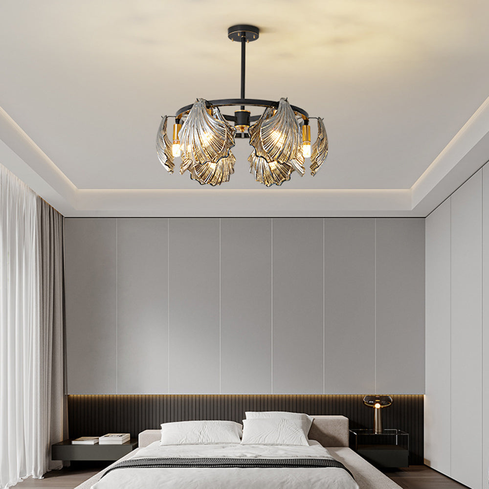 Kristy Moderne LED Conchiglia Anulare Lampade a Sospensione Metallo Vetro Nero/Oro Soggiorno/Camera da Letto
