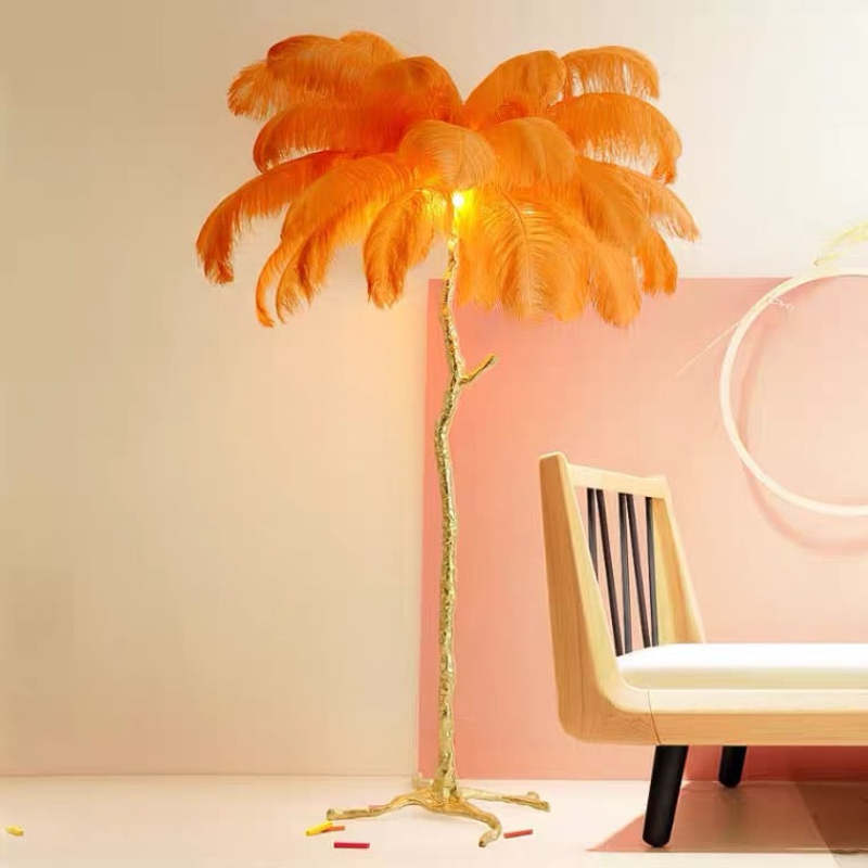 O'Moore Design LED Lampada da Terra Piuma Struzzo Lussa Soggiorno/Camera da Letto