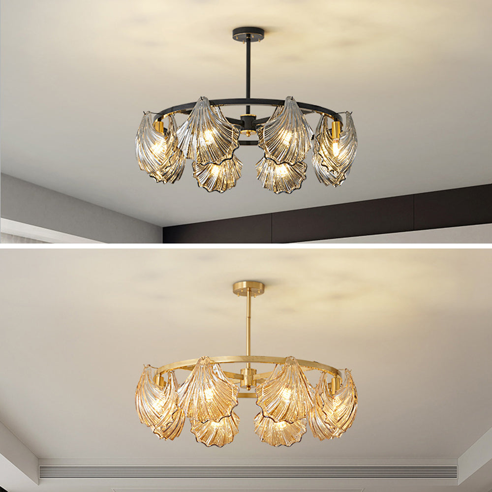 Kristy Moderne LED Conchiglia Anulare Lampade a Sospensione Metallo Vetro Nero/Oro Soggiorno/Camera da Letto