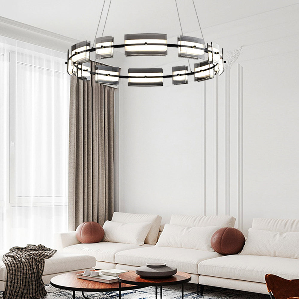 Arisha Moderno Urbano LED Anello Lampade a Sospensione Metallo Nero/Oro Soggiorno/Camera da Letto