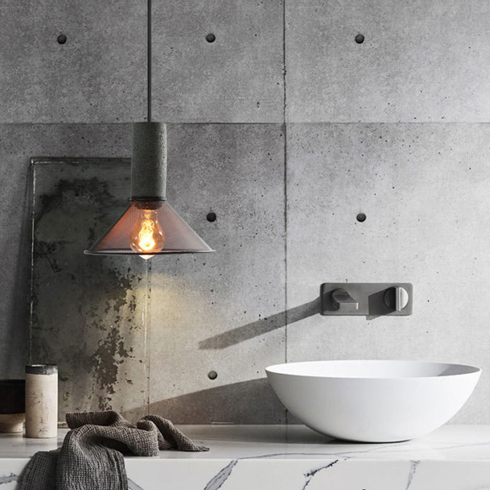 Arisha Moderni LED Wabi-Sabi Lampada a Sospensione Cilindrica Industriale Cemento/Metallo