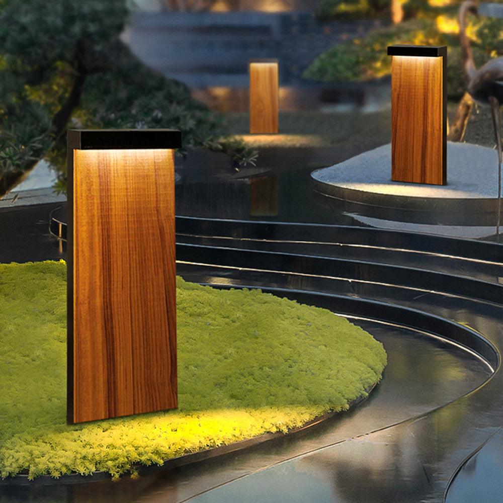 Ray Moderno Rettangolare Metallo Legno Lampade da Esterno Giardino