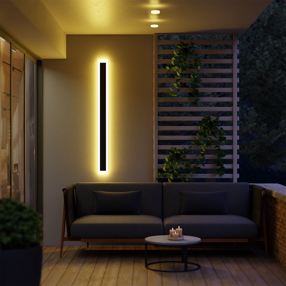 Ray LED Applique da Esterni Metallo Nero Lineare Impermeabile Corridoio/Giardino
