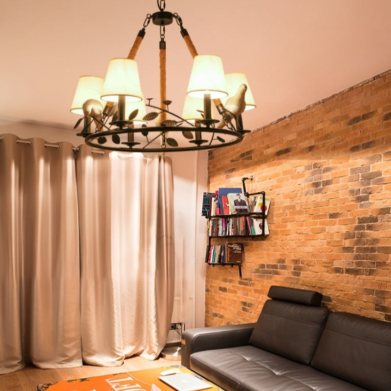 Epoch Vintage Metallo/Corda LED Lux Lampadario Nero Camera da Letto/Soggiorno