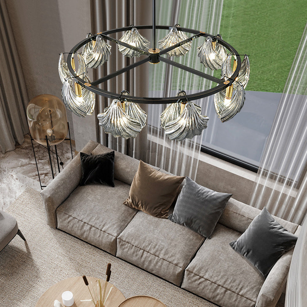 Kristy Moderne LED Conchiglia Anulare Lampade a Sospensione Metallo Vetro Nero/Oro Soggiorno/Camera da Letto