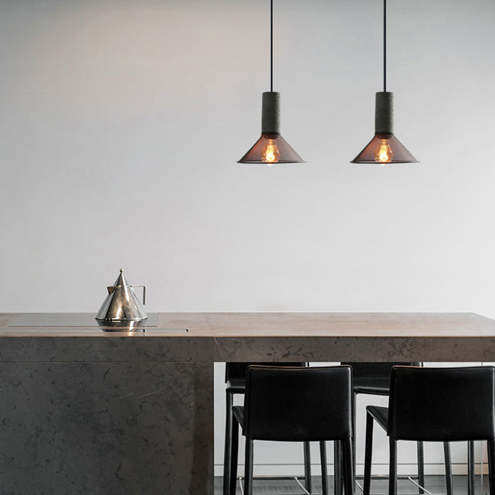 Arisha Moderni LED Wabi-Sabi Lampada a Sospensione Cilindrica Industriale Cemento/Metallo