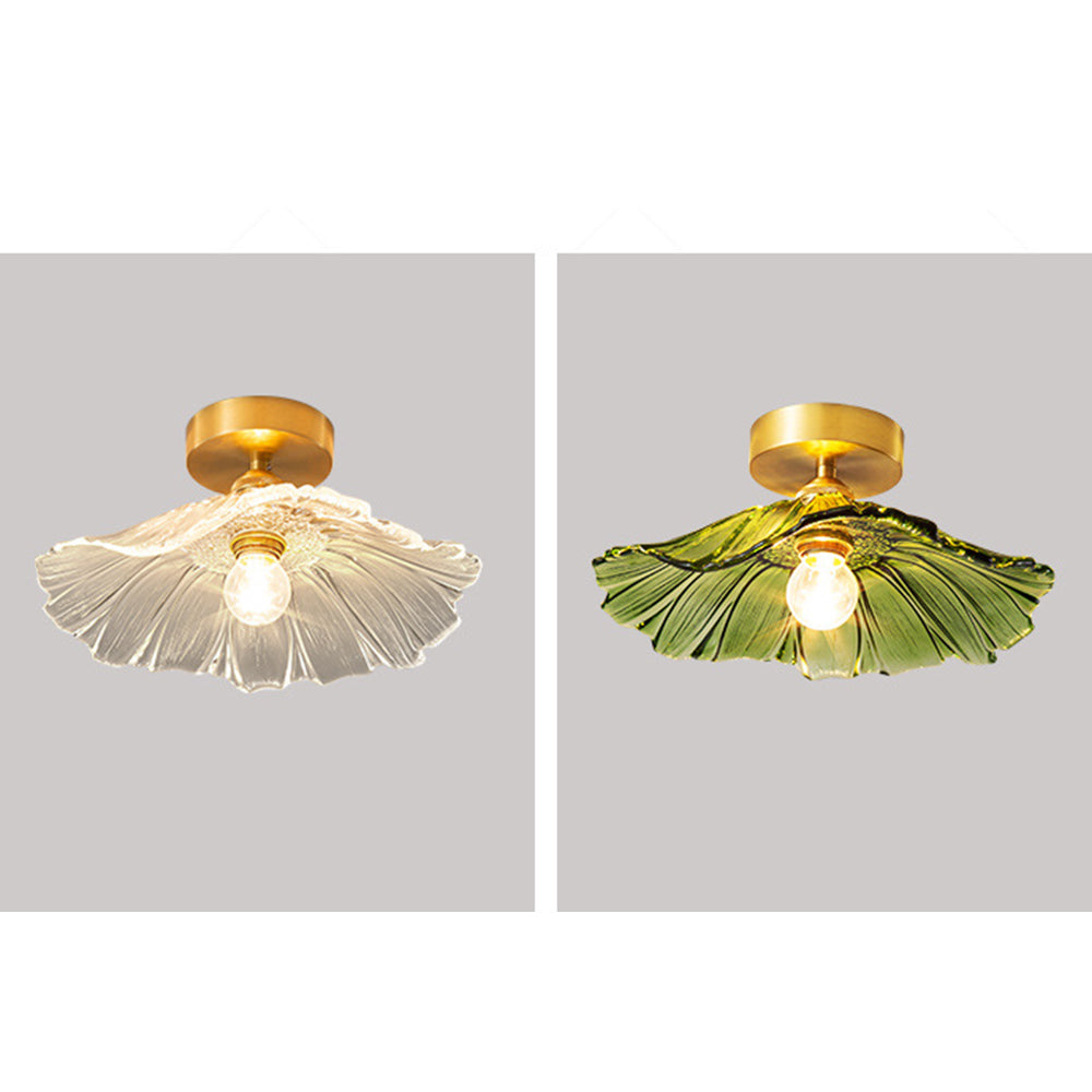 Arisha Design Art Deco Floreale Bellissimo LED Plafoniera Vetro Chiaro/Verde Soggiorno/Camera da Letto