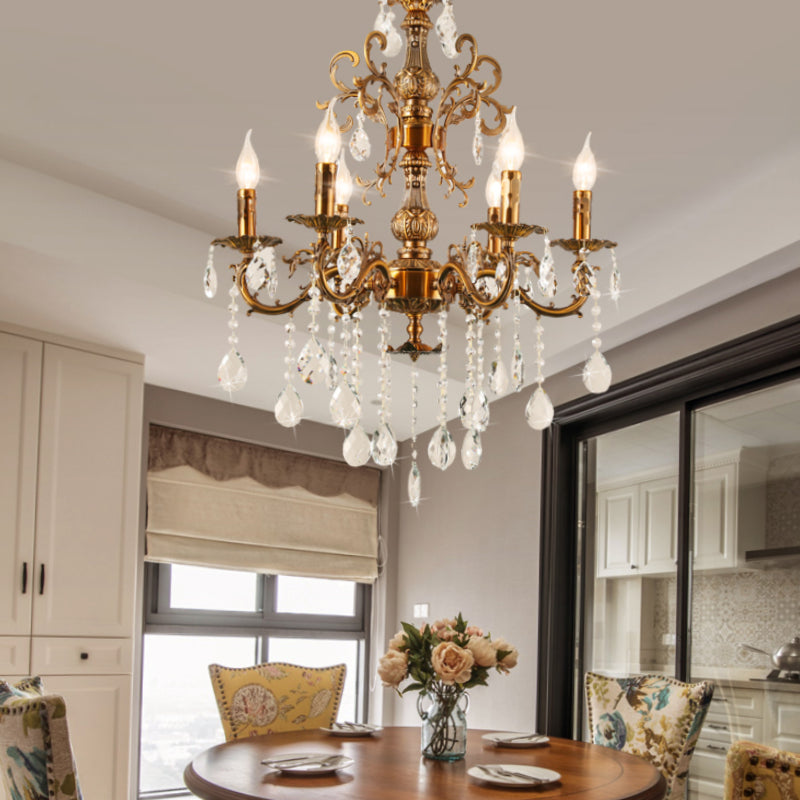 Silva Lampadario LED Moderno di Design Europeo in Cristallo di Lusso Color Bronzo Doratoggiorno/Sala da Pranzo