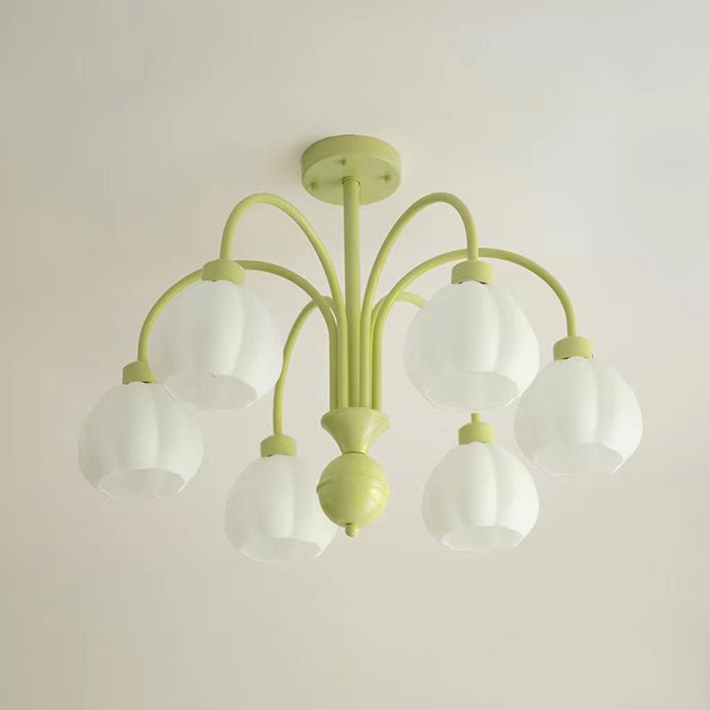 Arisha Moderno LED Decorativo Lampade a Sospensione Metallo Vetro Verde Mughetto Fiori Soggiorno/Camera da Letto