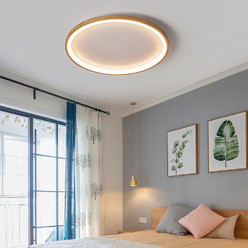 Muto Moderne LED Plafoniere Legno/Acrilico Economico Rotonda Anello Regolabile