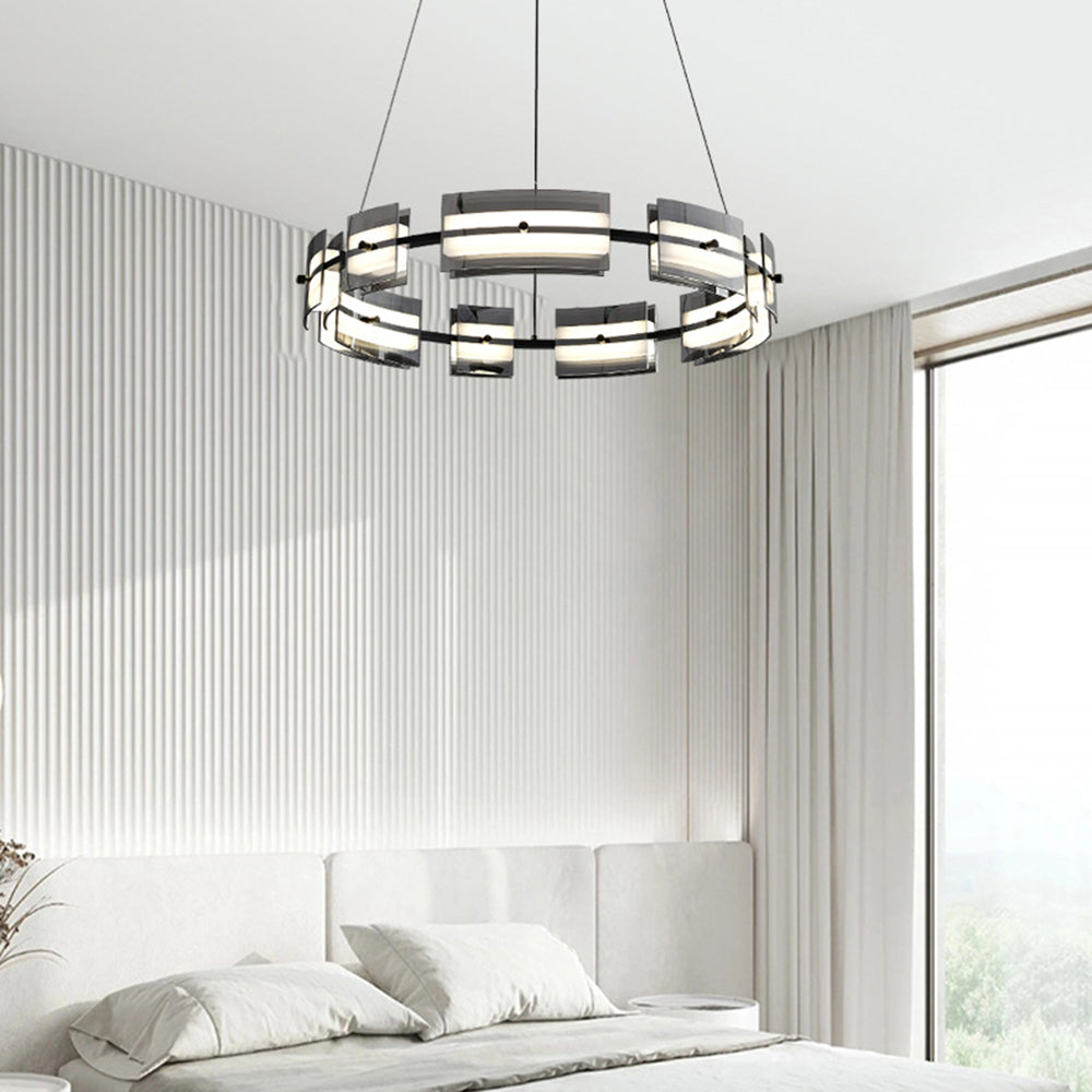 Arisha Moderno Urbano LED Anello Lampade a Sospensione Metallo Nero/Oro Soggiorno/Camera da Letto