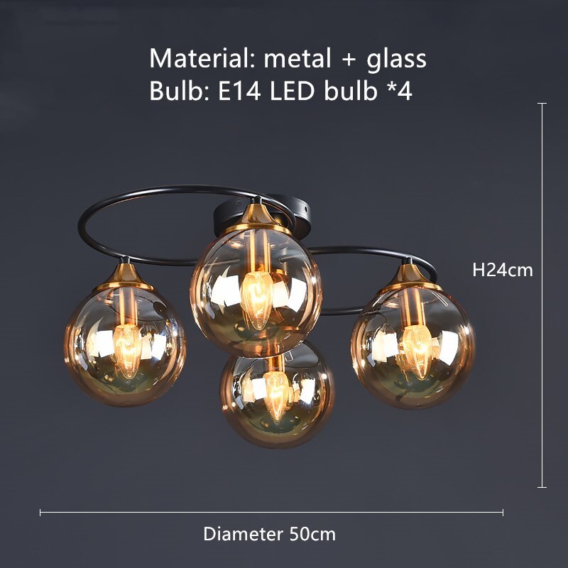 Valentina Moderno LED Sfera Plafoniera Vetro Grigio/Ambra Metallo Acrilico Sala da Pranzo