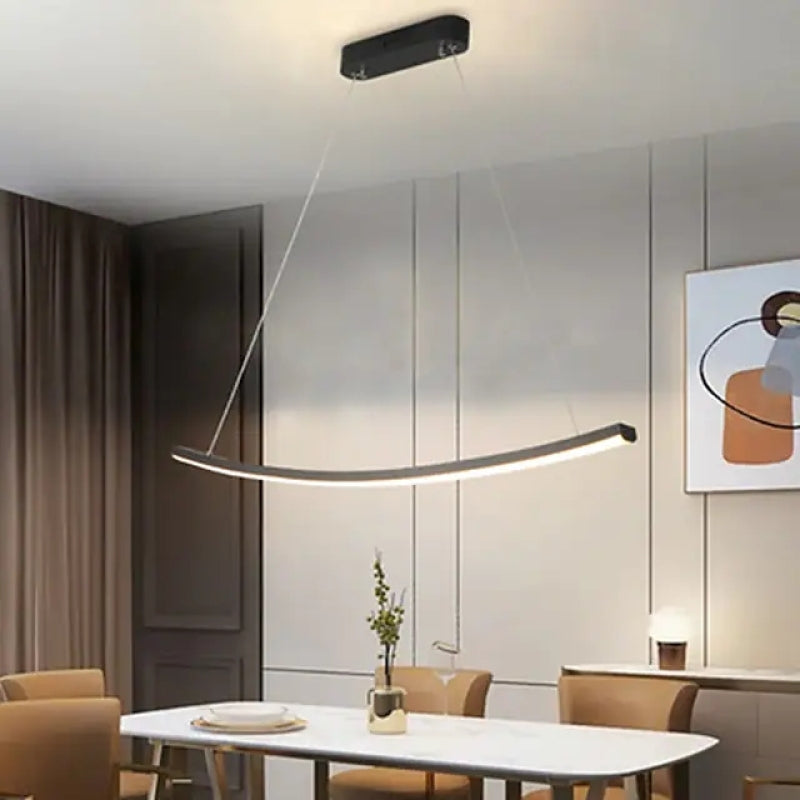 Alessio Minimalista LED Lampada a Sospensione Metallo Nero Lineare Soggiorno/Camera da Letto