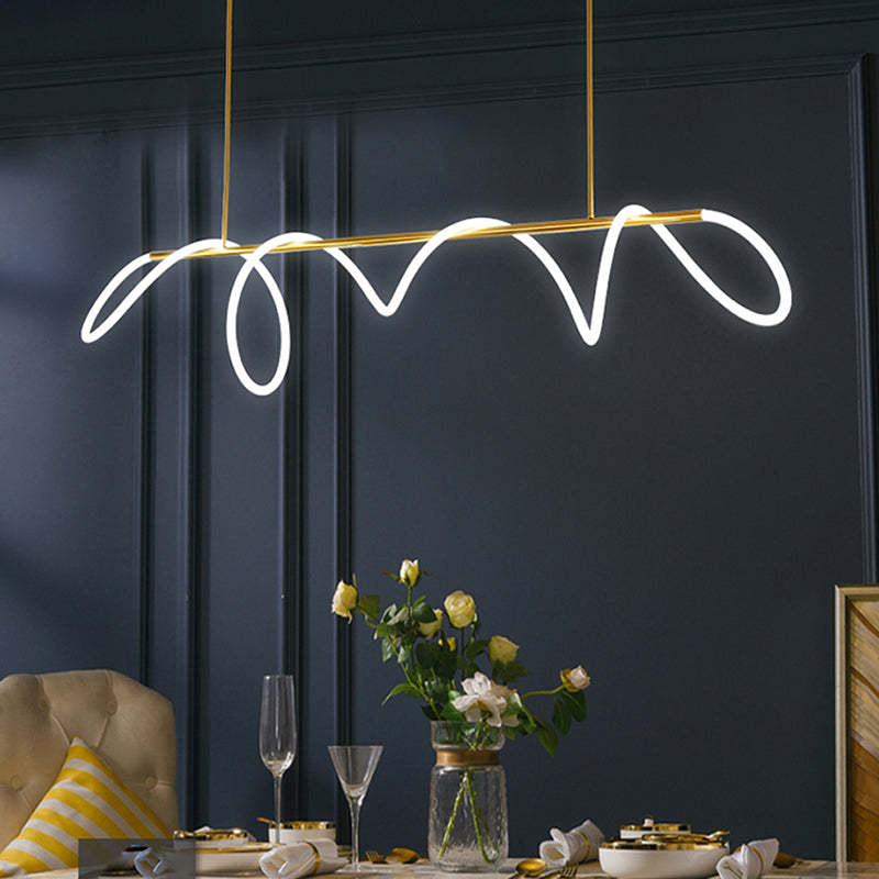 Arisha Lampada a Sospensione Metallo Oro Curva Lineare Soggiorno/Camera da Letto