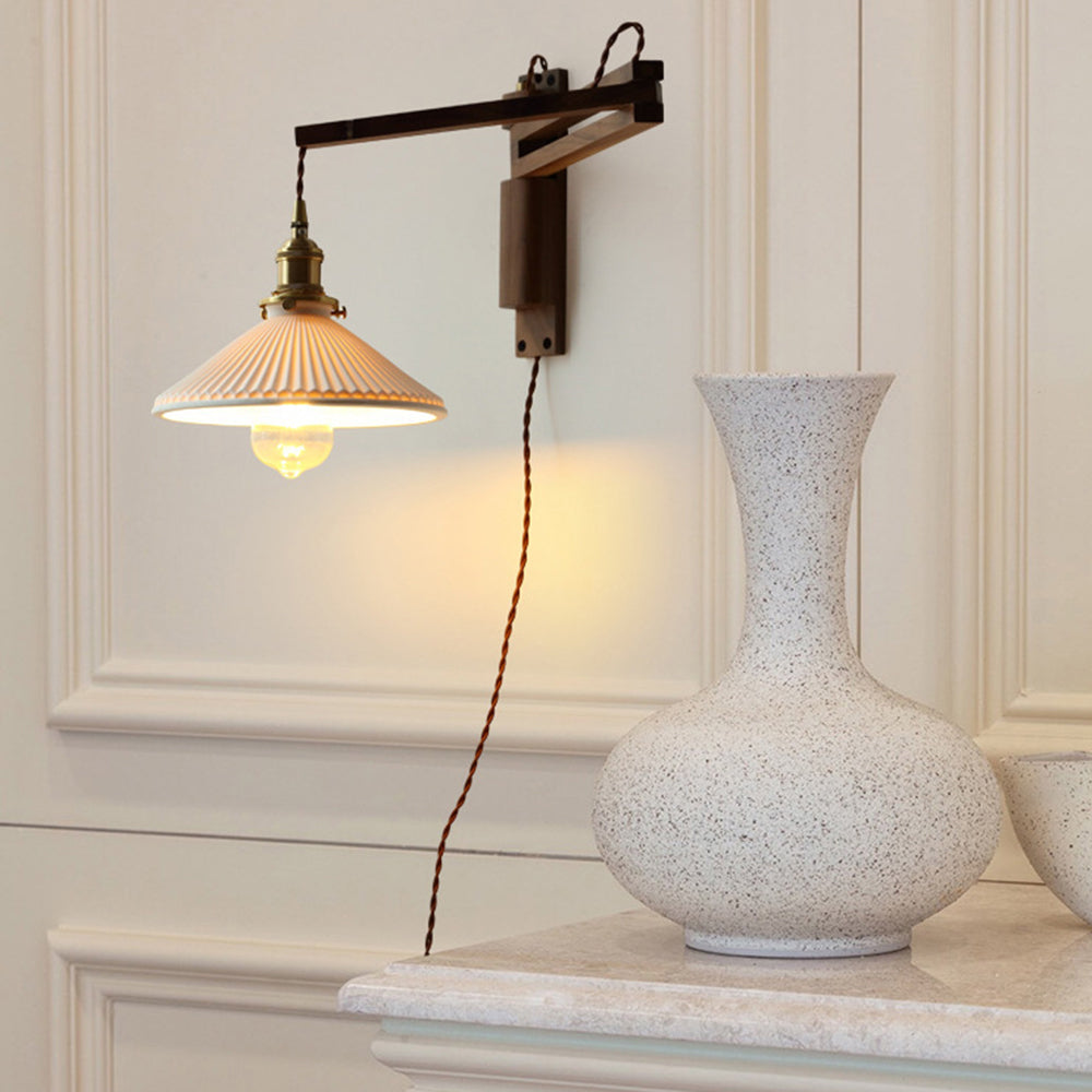 Muto Design LED Applique da Parete Ceramica/Legno/Chiaro Cupola Vintage Soggiorno/Camera da Letto