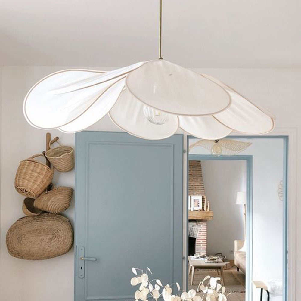 Ritta Moderni LED Lampade a Sospensione Vintage Rustico Tessuto Bianco/Marrone