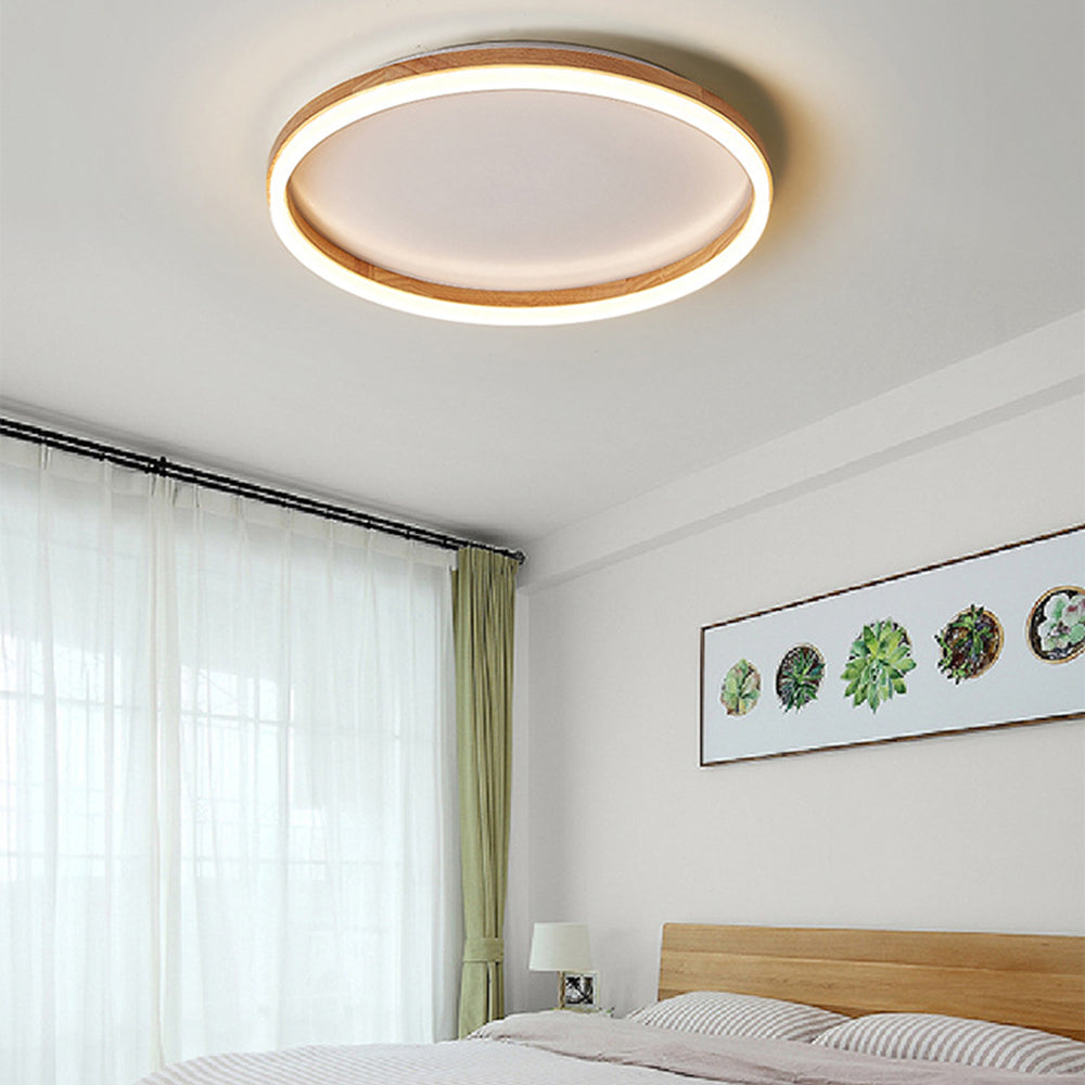 Muto Moderne LED Plafoniere Legno/Acrilico Rotonda Dimmerabile