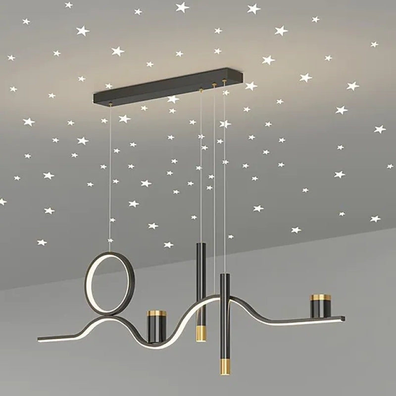 Madina Moderno LED Lampade a Sospensione Metallo Nero Lineare Cielo Stellato Soggiorno/Camera da Letto