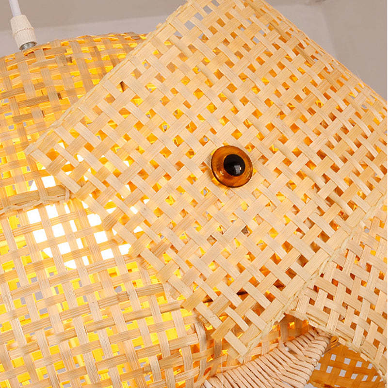 Ritta Moderni LED Lampada a Sospensione Pesce Bambù Oro Soggiorno/Camera da Letto