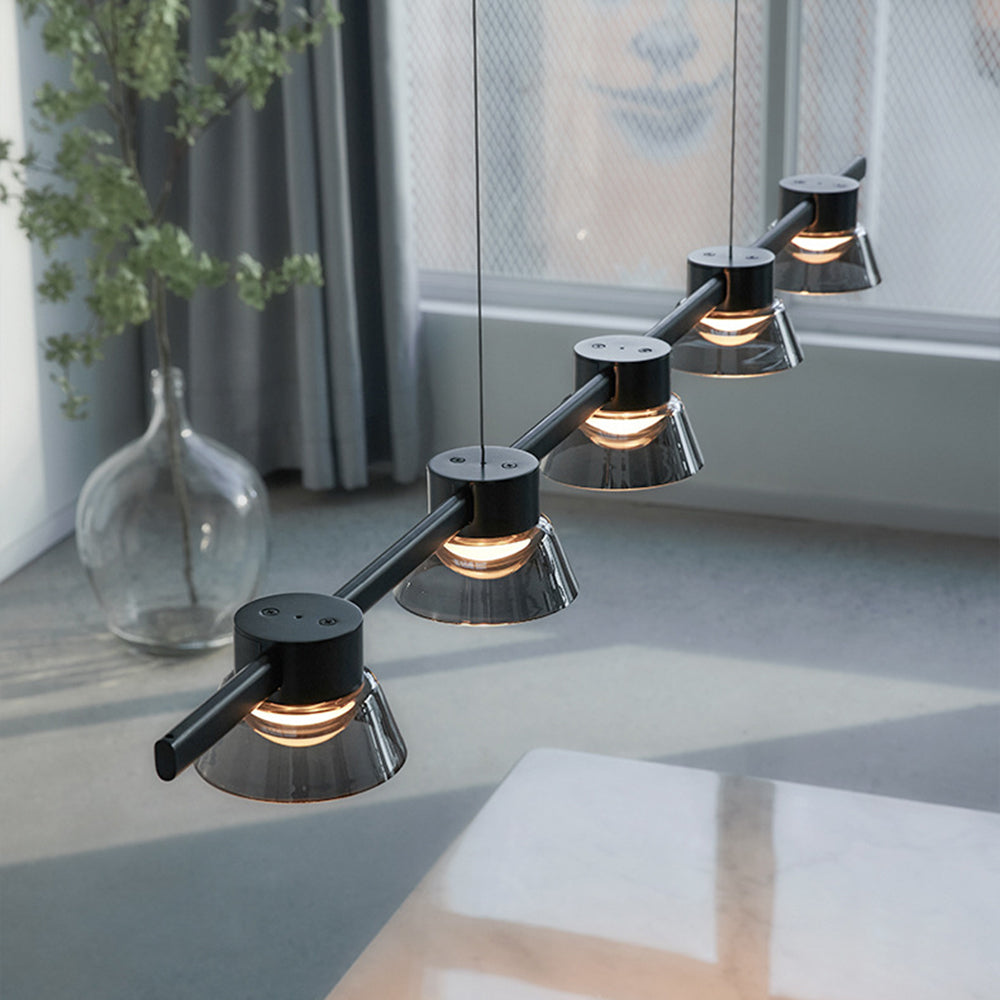 Arisha Moderno LED Lampada a Sospensione Metallo Nero Lineare Sala da Pranzo/Soggiorno/Camera da Letto
