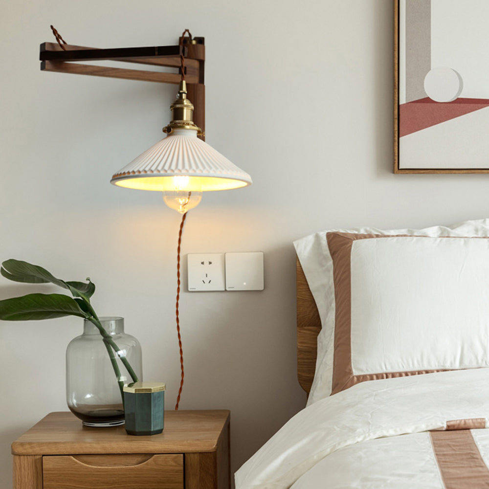Muto Design LED Applique da Parete Ceramica/Legno/Chiaro Cupola Vintage Soggiorno/Camera da Letto