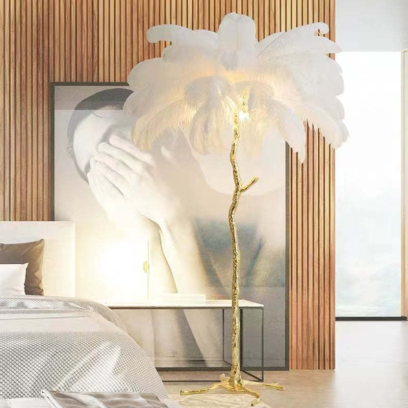 O'Moore Design LED Lampada da Terra Piuma Struzzo Lussa Soggiorno/Camera da Letto