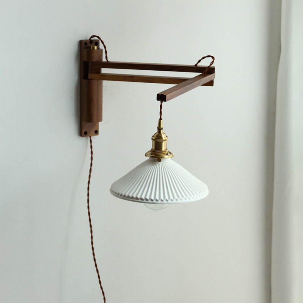 Muto Design LED Applique da Parete Ceramica/Legno/Chiaro Cupola Vintage Soggiorno/Camera da Letto