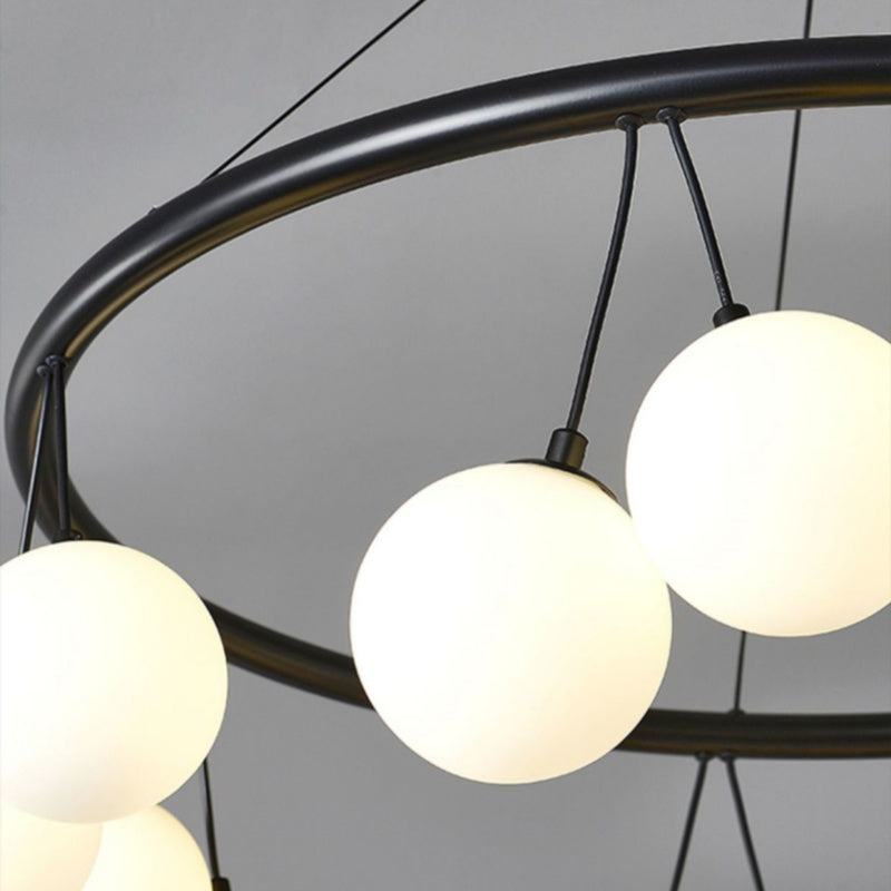 Valentina Nordico Metallo/Vetro Lux Lampadario Nero Camera da letto/Soggiorno