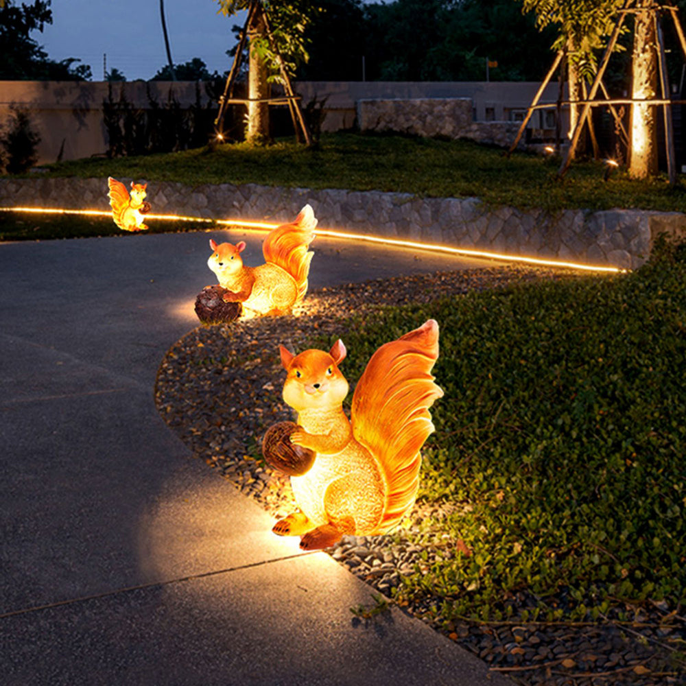 Ray Resina Marrone Scoiattolo Solare Lampade da Esterno Giardino