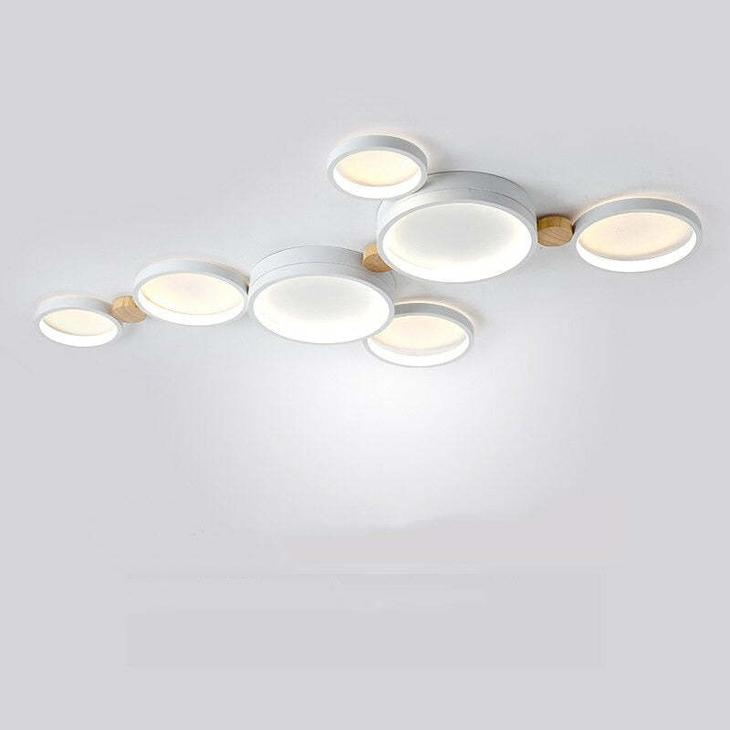 Arisha Minimalismo LED Plafoniera Bianco Rotonda Metallo Legno Soggiorno/Camera da Letto/Sala da Pranzo