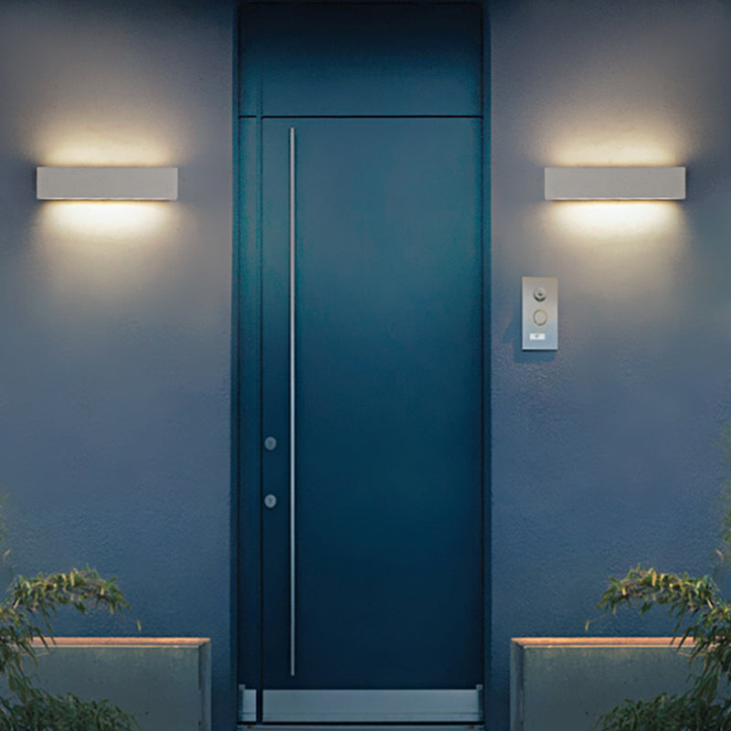 Ray Semplice Rettangolare LED Applique da Esterni Nero/Bianco Metallo Acrilico Giardino