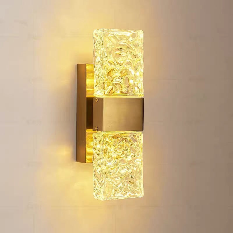 Arisha Moderna LED Trasparente Bellissimo Applique Metallo Acrilico Oro Rettangolare Soggiorno/Camera da Letto