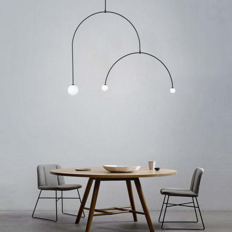 Avi Minimalista LED Lineare Lampada a Sospensione Metallo Vetro Nero Soggiorno/Camera da Letto