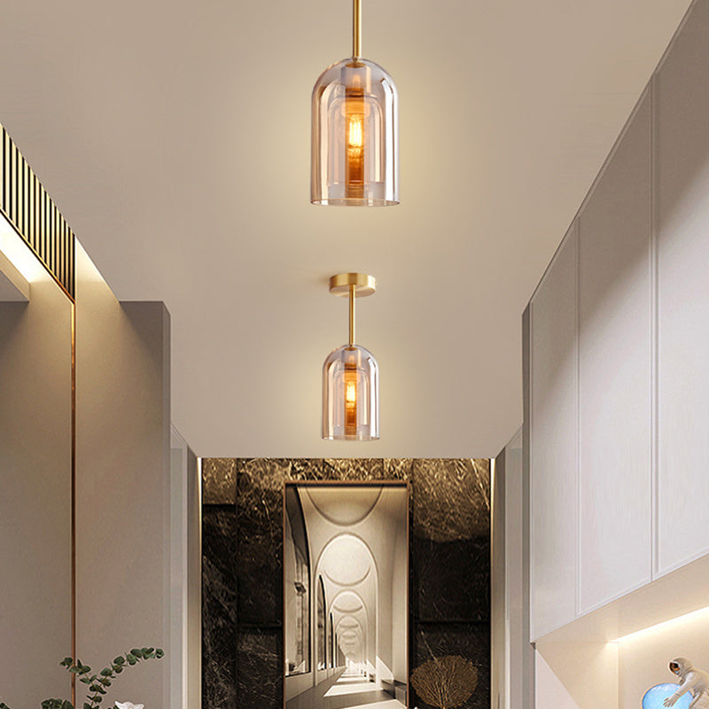 Arisha Moderna LED Plafoniere Cilindro Vetro Trasparente Cognac/Grigio Corridoio/Soggiorno/Camera da Letto