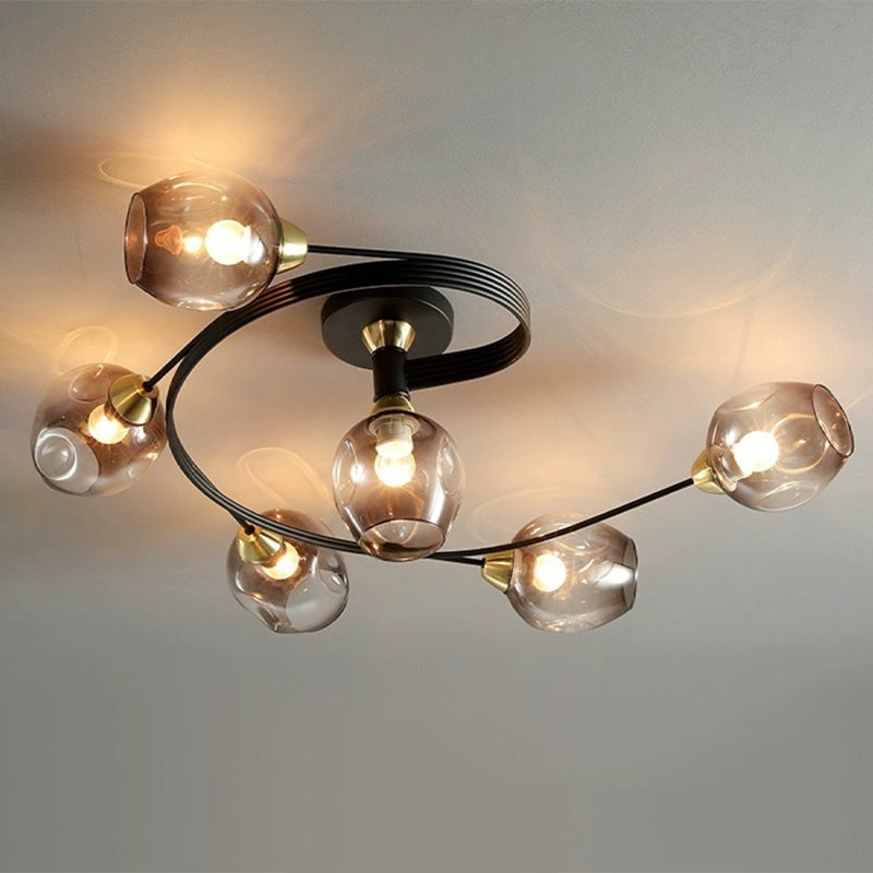 Valentina Moderno LED Spirale Plafoniere Metallo Vetro Nero/Oro Sala da Pranzo/Soggiorno/Camera da Letto