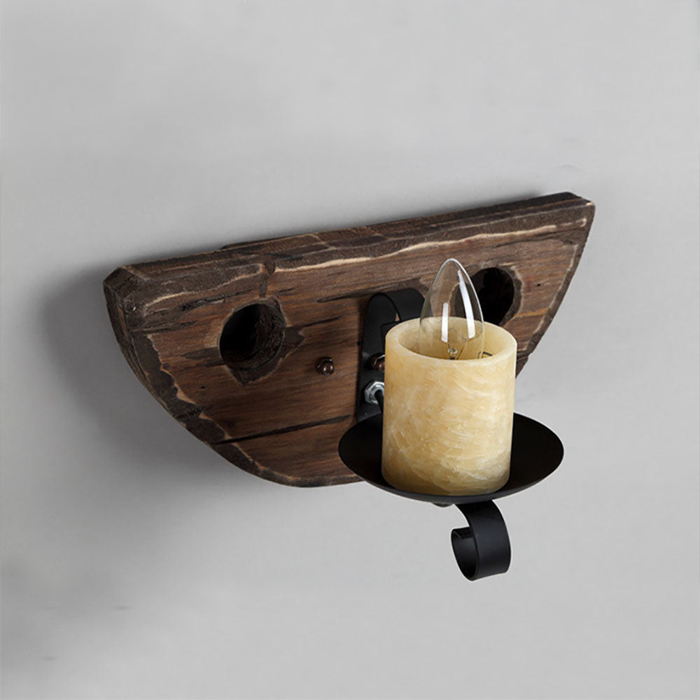 Epoch Vintage Design Candela Industriale LED Applique Legno Metallo Soggiorno/Camera da Letto