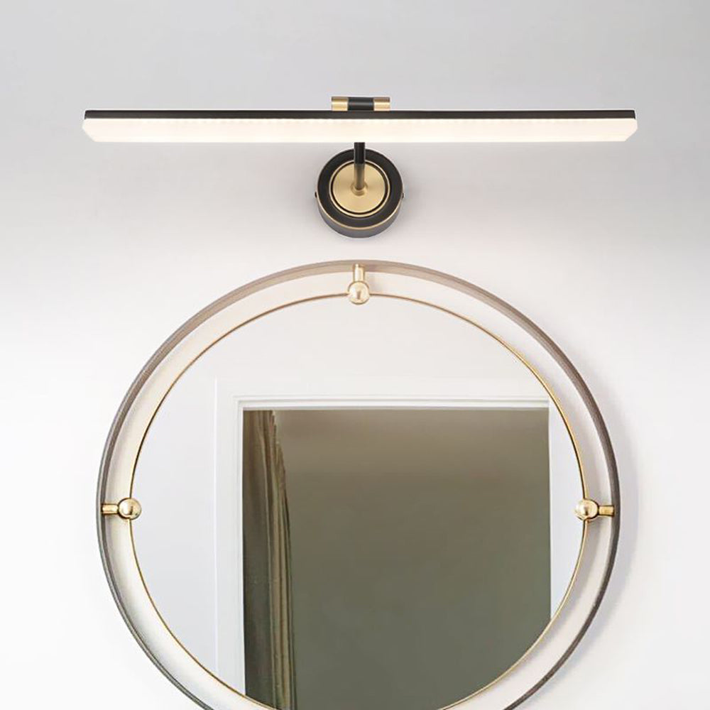 Arisha Design Vintage LED Applique Rettangolo Lineare Specchio Metallo Anteriore Nero/Oro Bagno