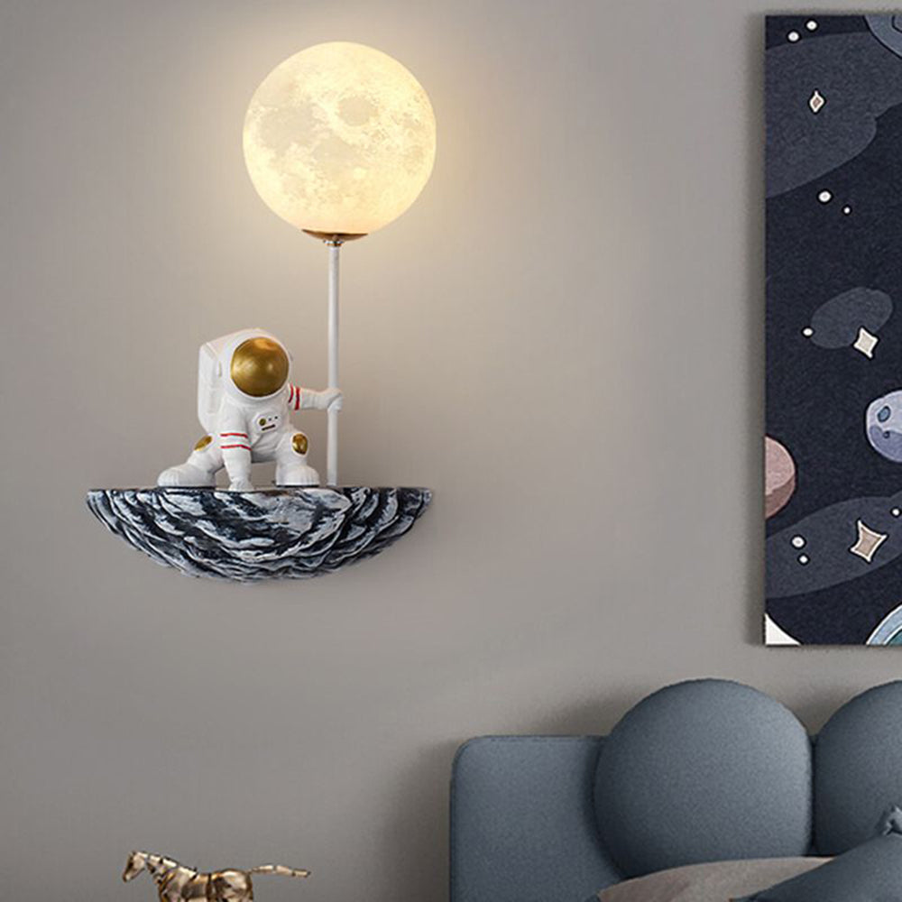 Aria Design LED Astronauta Decorativo Applique Metallo Vetro Acrilico Bianco/Blu-Bianco Soggiorno/Camera da Letto