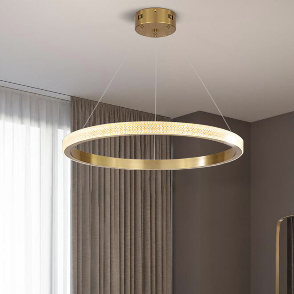 Kristy Moderna LED Lampada a Sospensione Anello Metallo Acrilico Oro/Nero