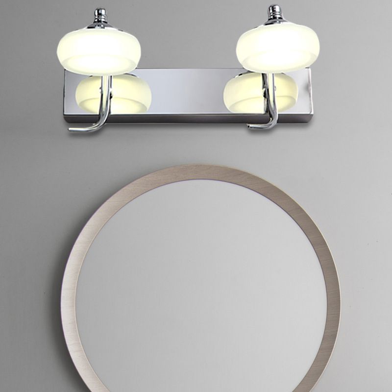 Arisha Moderno Design LED Applique Metallo Vetro Argento Specchio Bagno