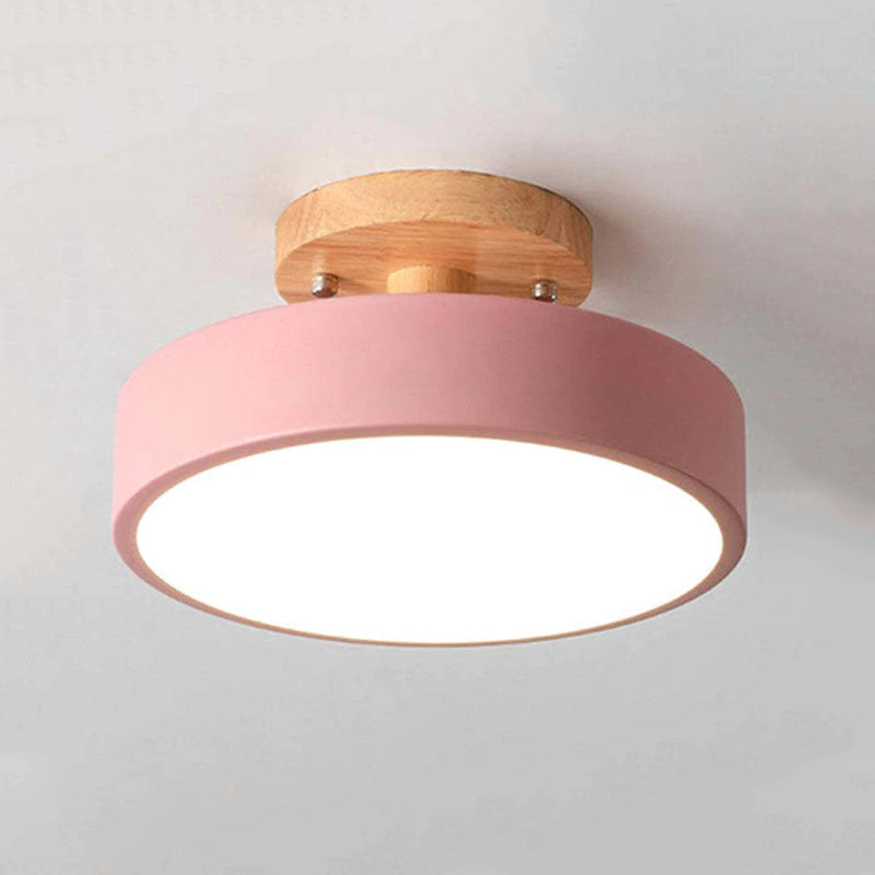 Arisha Moderne Design LED Plafoniere Ingresso Acrilico/Legno Rotonda Legno/Bianco/Rosa/Verde/Grigio