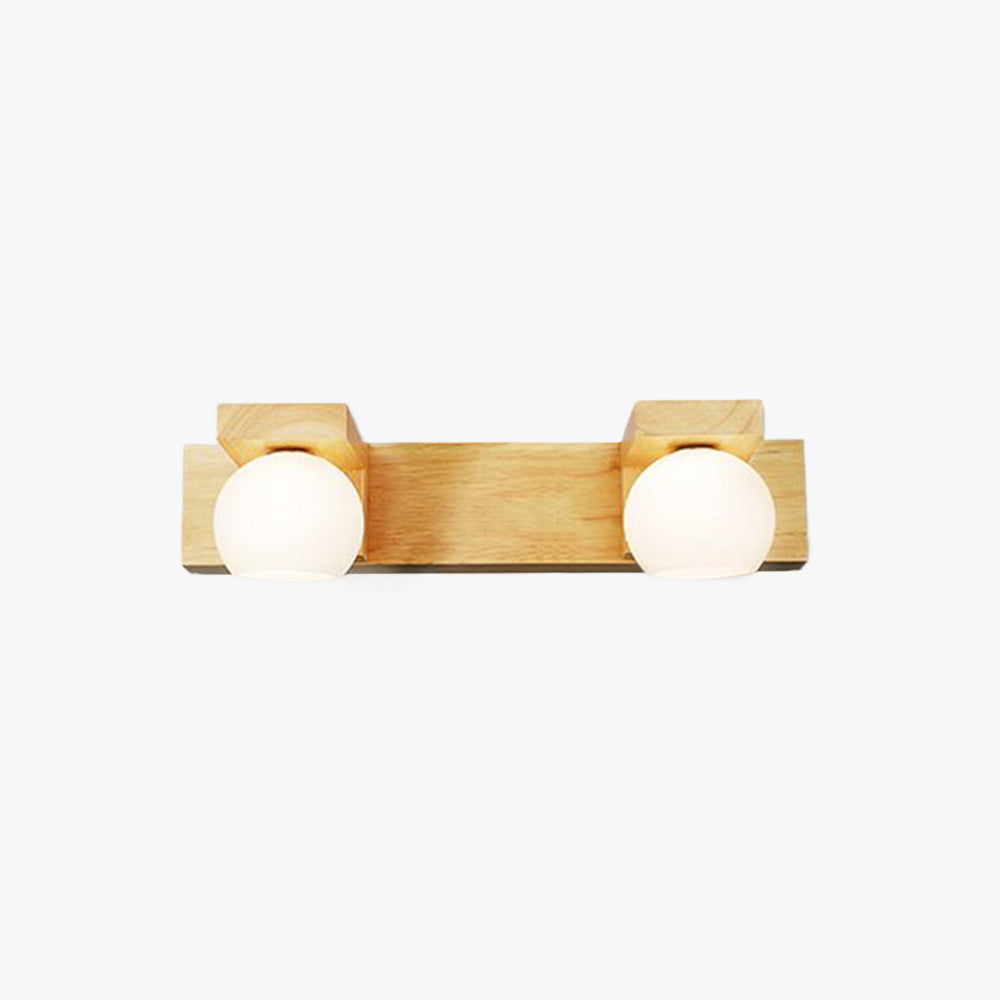 Muto Moderni LED Piccolo Applique Vanità Specchio Sfera Legno Bagno