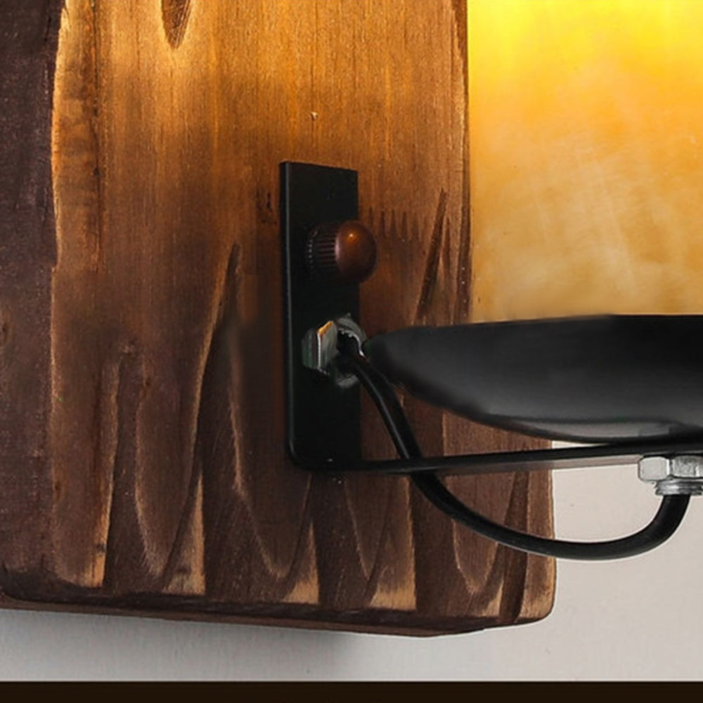 Epoch Vintage Rettangolare Candela Applique Legno Metallo Camera da Letto
