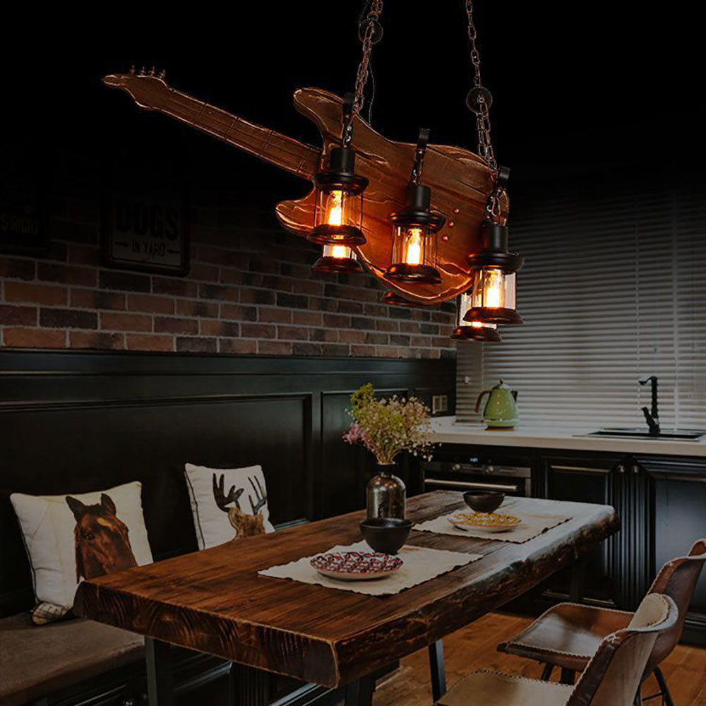Epoch Agriturismo LED Chitarra Lampade a Sospensione Metallo/Legno Soggiorno/Camera da Letto
