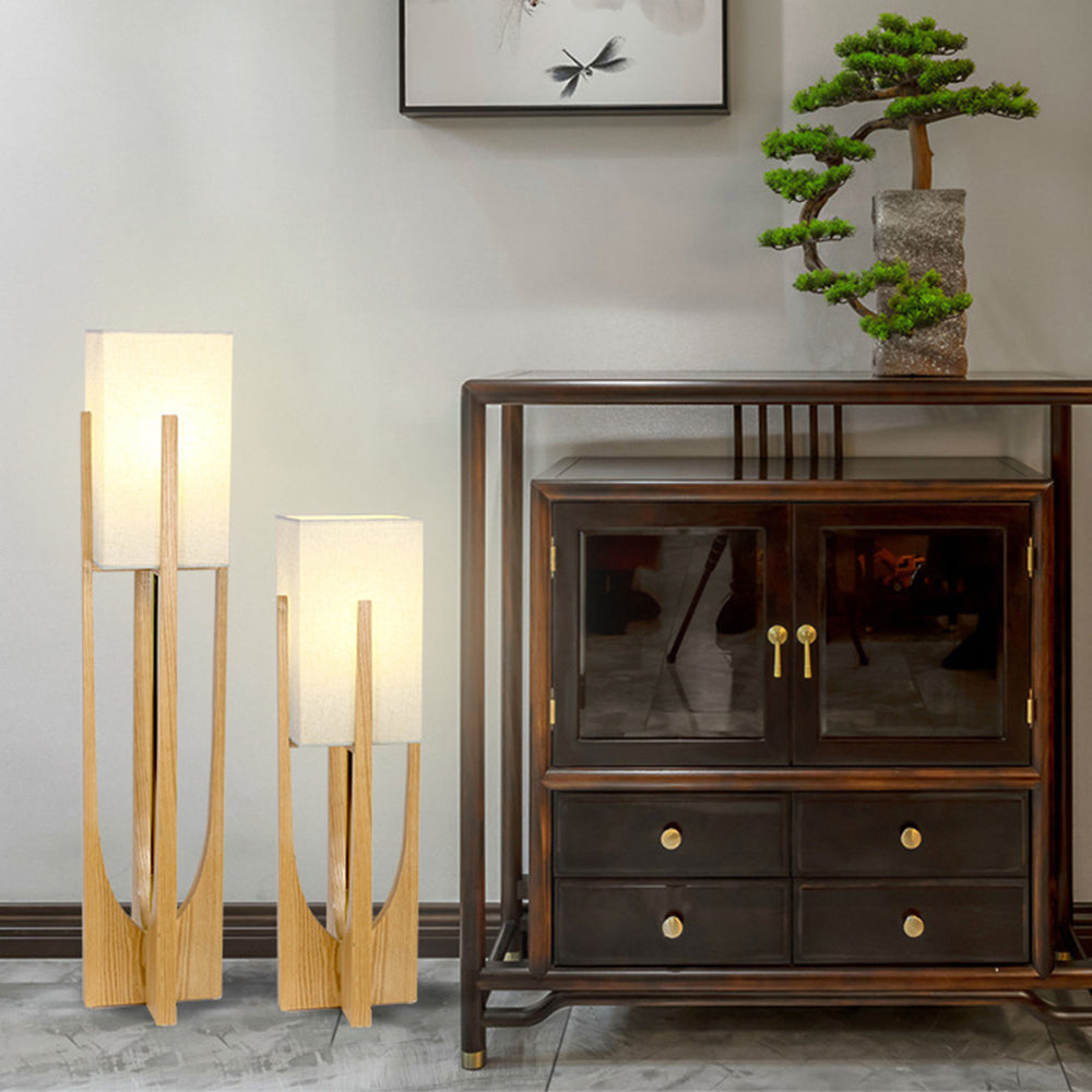 Muto Moderne LED Lampada da Terra Rettangolare Legno/Tessuto