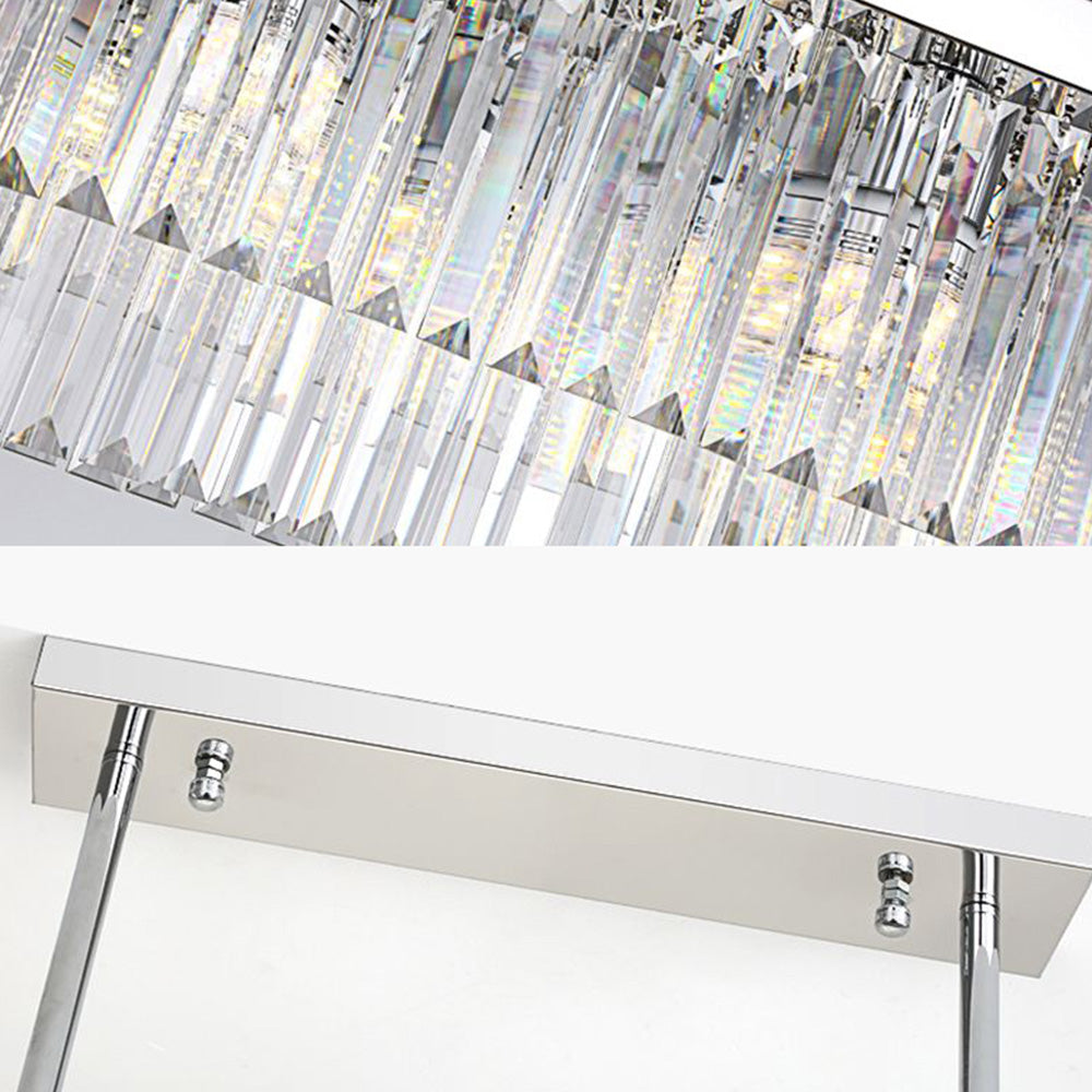 Kristy Design LED Lampadario Rettangolare d'Arte Moderna in Cristallo/Metallo Argento Soggiorno/Camera da Letto