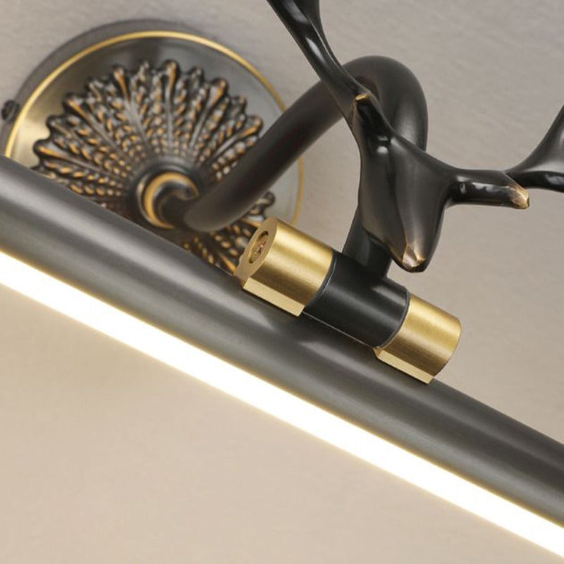 Arisha Applique Moderno LED Corno Cervo Forma Vanità Specchio Anteriore Nero/Ottone